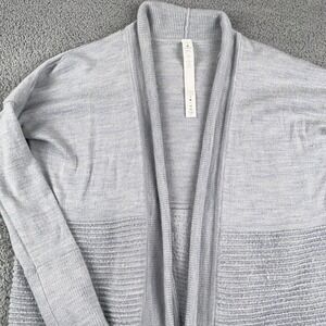Lululemon Sweater Womens 2 Gray Sit in Lotus Wrap Cardigan Merino Wool Soft Cozy